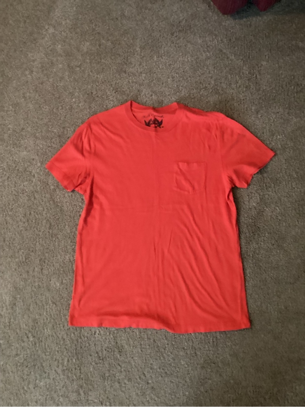 Red Camel Men's Short Sleeve Pocket Tee in Bright Coral Red
